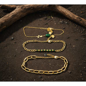 Fashion Chain Link Bracelets Set 316L Stainless Steel PVD Gold Plating Sustainable Resistant Jewelry for Women Men - Product Image 3