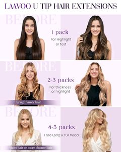 Extensions de cheveux humains Remy teints doublement étirés LaaVoo K Tip & U Tip, trame simple, noir permanent, raides crépus, 12-28 pouces, 50g - Product Image 5