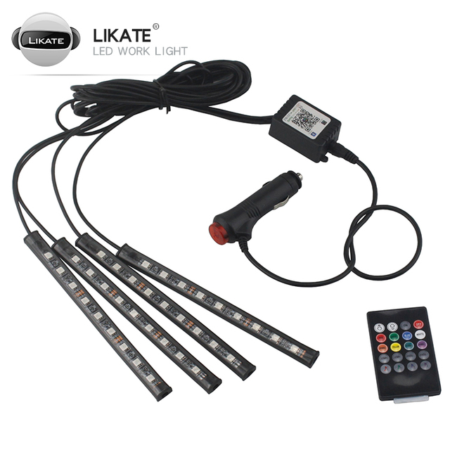 LKT Automotive Interior Decorative Lights Led Car Foot Light 24/36/48/72 Led Atmosphere Lamp Ambient Lamp Remote/voice Control