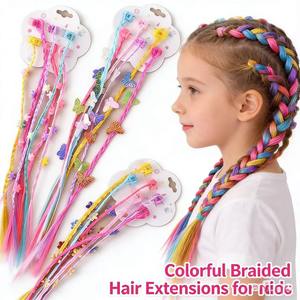 Jepit Rambut Anak Warna-warni Ekstensi Kepang Gaya Hip Hop 30CM Aksesoris Menyenangkan untuk Pesta Balita & Penggunaan Sehari-hari - Product Image 1