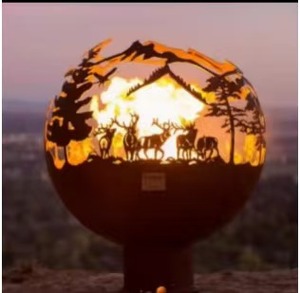 Brasero Moderno de Acero Corten con Diseño Intrincado, 800 mm de Diámetro, con Recubrimiento en Polvo para Decoración de Jardín con Leña al Aire Libre - Product Image 4