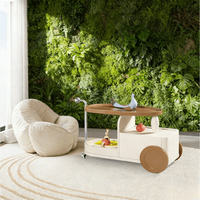 Chic et luxueux chariot de service mobile en MDF, table d'appoint, style moderne minimaliste, flexible, salon, rangement à double niveau