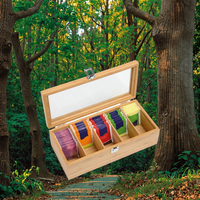 Boîte en bambou rustique, boîte rectangulaire en bambou, organisateur de café et de thé écologique classique pour le comptoir de bureau avec un design multifonctionnel