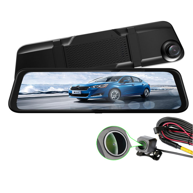 Manufacture Car Video Recorder 2K Dual Lens Dvr Dash Cam 12 Inch Touch Car Camera Stream media Rear View Mirror Car Dash Camera