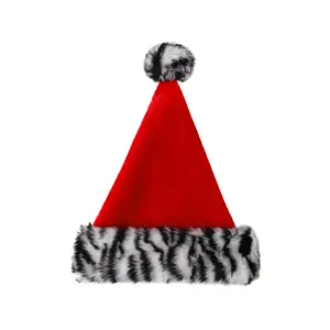 High Quality Custom Santa Hat Non-Woven Polyester Xmas Cap Christmas Decoration for Parties Made from Plush Felt Fabric