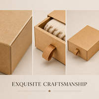 Boîte à tiroir en papier kraft avec logo personnalisé, emballage cadeau de haute qualité en brun avec ruban pour écharpe et vêtements