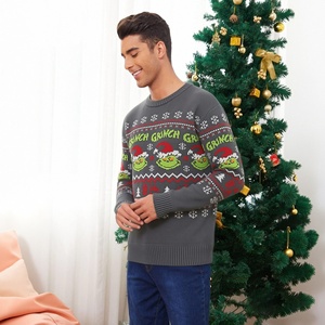2026 New <strong>Men's</strong> Christmas Sweater Green Monster Cartoon Jacquard Pullover Round Neck <strong>Xmas</strong> <strong>Jumper</strong> Winter Warm Knitwear - Product Image 2
