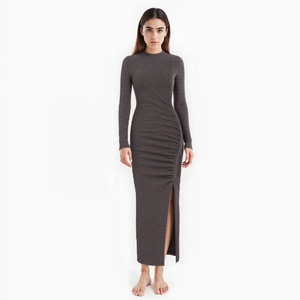 Produttori di abbigliamento donna fabbrica Maxi maglione lungo <span class=keywords><strong>maglia</strong></span> grigia <span class=keywords><strong>abito</strong></span> donna donna Vintage donne abiti eleganti - Product Image 4