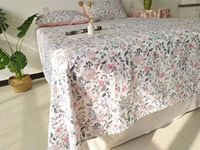 Ensemble de draps 3 pièces en tissu 100% coton naturel 300TC, soyeux et lisse, impression écologique