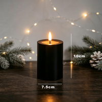 Bougie LED sans flamme en paraffine noire, personnalisable multicolore, 7 pouces, pour la décoration de fête de Noël