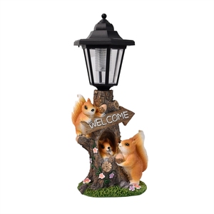 Ornements artisanaux en résine en forme <span class=keywords><strong>de</strong></span> trous d'arbre pour écureuils, lampes solaires d'extérieur, décoration paysagère <span class=keywords><strong>de</strong></span> jardin, allée - Product Image 3