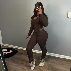 RUIQUWIN Fashion New Casual Sweatshirt Tracksuit Zipper Top High Elastic <b>Pants</b> <b>Sexy</b> Tracksuit for Women - Product Image 4