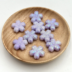 Color 22mm Milkshake Two-color Luminous Cherry Blossom Beaded <b>Acrylic</b> Flower Beads DIY Mobile Phone Chain Necklace Accessories - Product Image 5