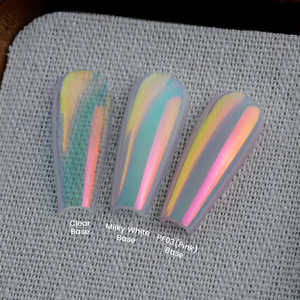 Poudre à ongles chromée YOKEFELLOW GleamTap 0,3g pot GT118 Vert Bleu avec effet aurore rose corail pour la décoration des ongles - Product Image 4