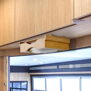 Bamboo Paper <b>Plate</b> Storage <b>Rack</b> Hanging Kitchen Cabinet Organizer For Disposable <b>Plates</b> Round Shape Dustproof Design - Product Image 3