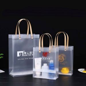 Frosted Waterproof Tote <b>Bag</b> Package Transparent Gift <b>Bag</b> Custom LOGO Clear PP <b>Shopping</b> <b>Bag</b> with Handle Custom logo - Product Image 2