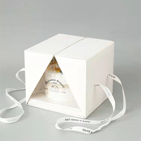 Portable de haute qualité 4 "6" 8 "anniversaire boîte à gâteau transparente mille couches de Mousse Dessert emballage ruban boîte personnalisée