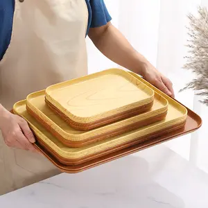 Grosir makanan kelas piring plastik lusuh Chic cetakan kayu makanan baki