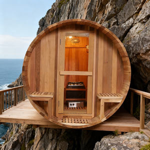 Harga Bagus 4 orang luar ruangan terapi lampu merah Sauna luar ruangan barel pada desain baru dengan eksterior Hemlock gaya baru - Product Image 2