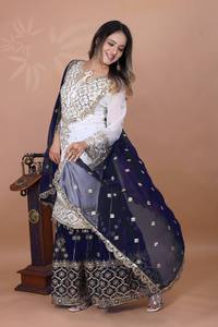 ชุดสาหรี่กะมีซผ้าจอร์เจียต์เนื้อหนาสำหรับผู้หญิง แห้งเร็ว ใส่ได้ทุกฤดู เหมาะสำหรับใส่ไปชายหาด งานปักเลื่อมแบบดั้งเดิม 5 มม. แขนยาว - Product Image 3