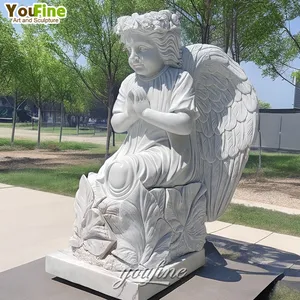 새로운 디자인 현대 마당 장식 실물 크기 흰색 대리석 아기 천사 동상