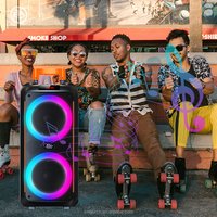 Altavoz Bluetooth Portátil para Exteriores con Luces RGB, Sonido, Bajos, Karaoke, PartyBoost 710, Party Beat, con Ruedas