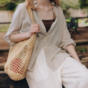 Großhandel Boho-Stil Große Kapazität Schultertasche Ausgehöhlte Gestrickte Netz-Sommer-Strand-Markt-Mesh-Häkeltasche - Product Image 2