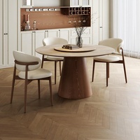 Table de salle à manger ronde en bois massif de luxe moderne. Table à manger avec plateau tournant Rock Slab. Plusieurs tailles disponibles