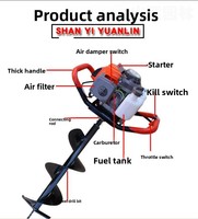 Tarière thermique portative 48CC 2 temps pour le forage de trous, la plantation d'arbres et les travaux de terrassement, outil de piquage portable pour une personne