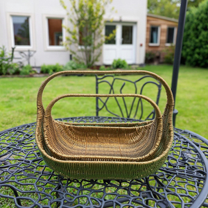 Yiqiang đan tay mây lưu trữ giỏ cầm tay đa chức năng hoa & trái cây giỏ quà tặng cho lễ hội cản trở với xử lý - Product Image 6