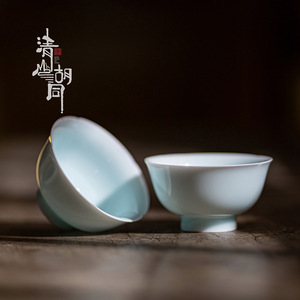 Taza de té de cerámica Yingqing con diseño de loto de pie bajo, estilo chino tradicional, taza maestra de porcelana para el té de la tarde - Product Image 2