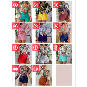 Consegna Rapida Nuova Camicia Elegante a Maniche Lunghe con Stampa e Colletto Alto per Donna Completo con Pantaloncini - Product Image 3