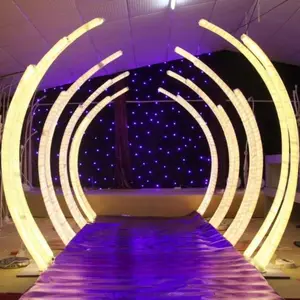 LK20190911-38 Bruiloft Decoratie White Led Licht Tunnel Pijler Road Lood Witte Boog Deur Ronde Achtergrond