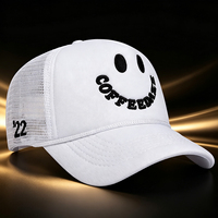 Nueva Gorra Trucker de Malla con Bordado de Letras Sonrientes, Gorra de Béisbol Casual Versátil de Alta Calidad con Protección Solar para Hombres y Mujeres, Logotipo Personalizado