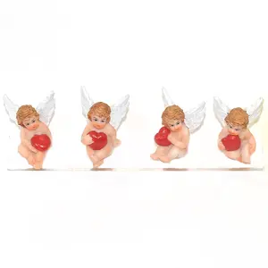 Duduk berdiri Mini cinta patung malaikat 24 buah Resin kerajinan ornamen Interior hadiah liburan