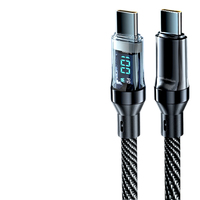 Câble de charge rapide USB A vers Type C 120W avec affichage numérique, cordon de chargeur tressé en nylon pour téléphone portable