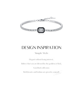 Bracelet ajustable empilable en argent sterling 925 avec zircon rectangulaire minimaliste de luxe pour femmes sophistiquées - Product Image 6