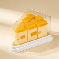 Boîte d'emballage triangulaire pour gâteau au fromage en PET de qualité alimentaire avec couvercle, conteneur transparent en plastique de qualité alimentaire pour dessert