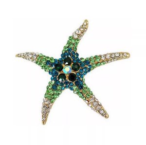 Broche de Estrela-do-mar em Liga com Strass Vintage Transfronteiriço Feminino, Alfinete de Luxo de Nicho para <span class=keywords><strong>DIY</strong></span>, Atacado, Corsage de Terno Sofisticado - Product Image 4
