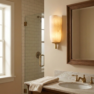 Applique murale moderne en albâtre, décoration de couloir d'hôtel de luxe, cylindre haut, <span class=keywords><strong>pierre</strong></span> naturelle, torche, luminaire en laiton, LED, applique murale <span class=keywords><strong>Pascal</strong></span> - Product Image 2