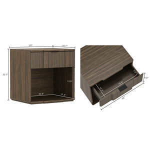 Walnut Nightstand With <b>Open</b> Shelf <b>Storage</b> For Bedroom Use - Product Image 3