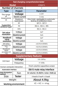 Testeur complet <span class=keywords><strong>de</strong></span> charge rapide à quatre canaux Hansheng Gongye GTI6027L - Protocole monocanal 30V/10A/65W QC3.0 PD3.0 - Product Image 6