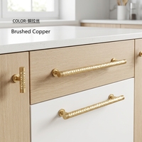 Poignées et boutons en alliage de zinc martelé, style nordique, finition cuivre brossé, pour console de couloir, entrée ou placard, style moderne et minimaliste