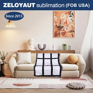 ZELOYAUT 9 panneau jeter couverture personnalisée couverture super doux 100% polyester et velours blanc sublimation couverture pour la décoration intérieure