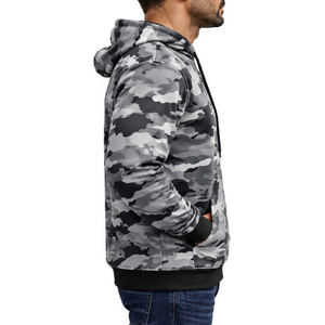 Sudadera con Capucha para Hombre, Nueva Colección, Corte Regular, Estampado en Relieve, Forrada, 100% Algodón, Color Sólido, Camuflaje Invernal - Product Image 4