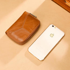 Portefeuille court RFID bloquant les signes de carte Andong pour hommes et femmes, en cuir de vache véritable, style rétro, porte-monnaie, porte-cartes, petit portefeuille - Product Image 4