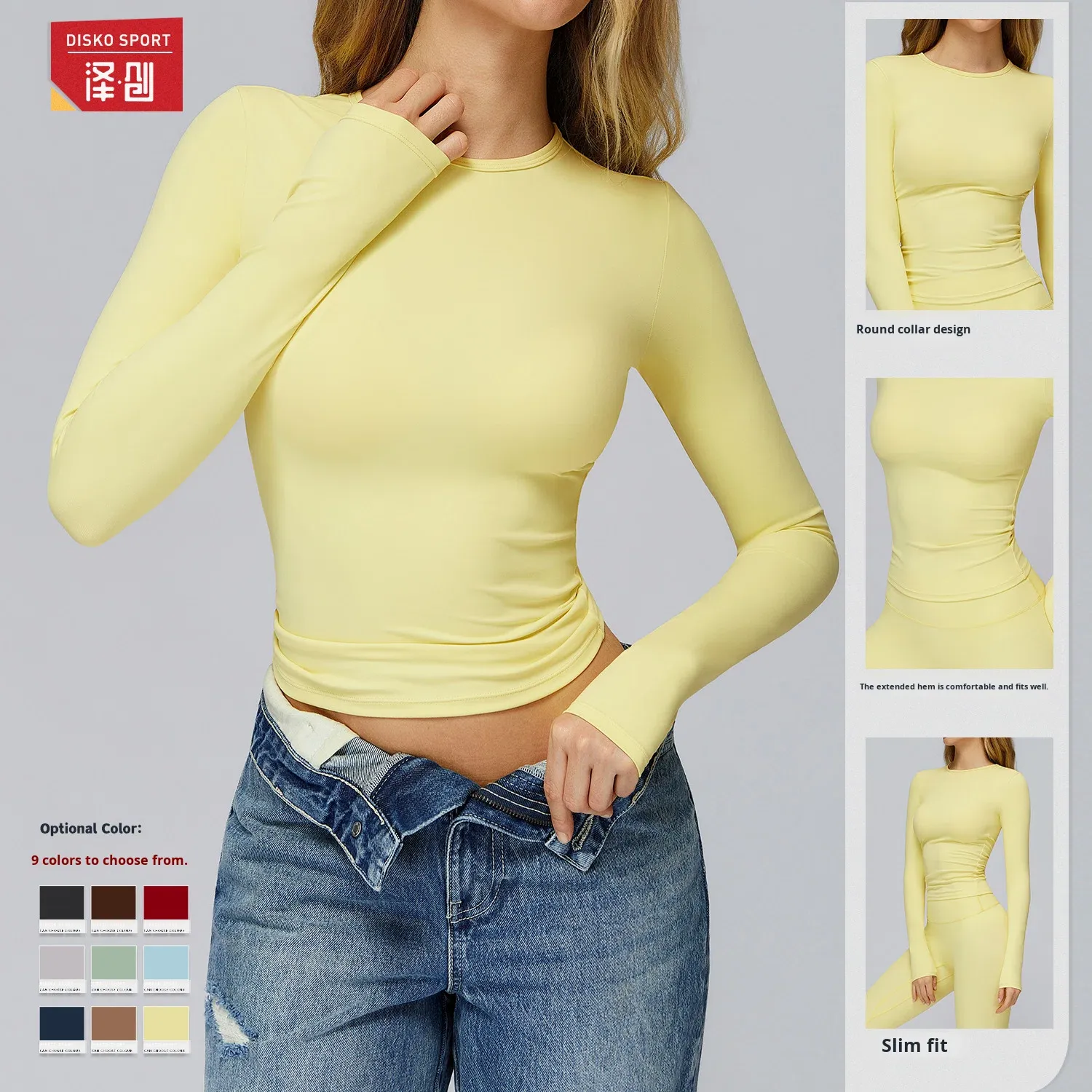 High Strength Fitness Long Sleeve Top 8519 Winter Yoga Running Sports Apparel Breathable Comfortable Brushed Sports