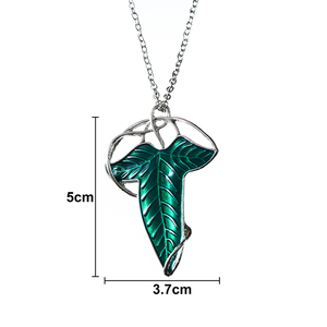 Accessoires de mode pour <span class=keywords><strong>le</strong></span> cinéma et la télévision, style européen et américain, thème <span class=keywords><strong>Le</strong></span> Seigneur <span class=keywords><strong>des</strong></span> <span class=keywords><strong>Anneaux</strong></span>, avec breloque feuille d'elfe en alliage, collier et ensemble de boucles d'oreilles double usage - Product Image 3
