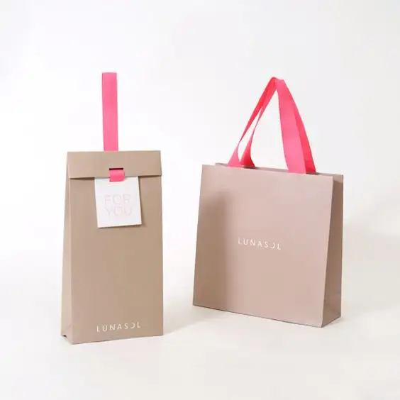 Paper Bags with handles White Gift Bags and Party Fast Food Take Away Twisted Handle Shopping Bag