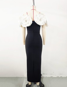 Robe Moulante Stéréoscopique Épaules Dénudées à Fleurs Blanches, Longueur Cheville, Sexy, pour <span class=keywords><strong>Femme</strong></span>, Fête d'Anniversaire, <span class=keywords><strong>Mariage</strong></span> ou Soirée - Product Image 5